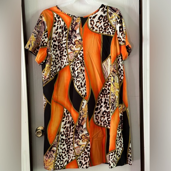 Shein Curve Orange and Black Dress with Animal Print, NWOT’s, Size 2X - Picture 3 of 7